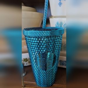 Starbucks 16 oz Cold Cup Turquoise Studded NWT